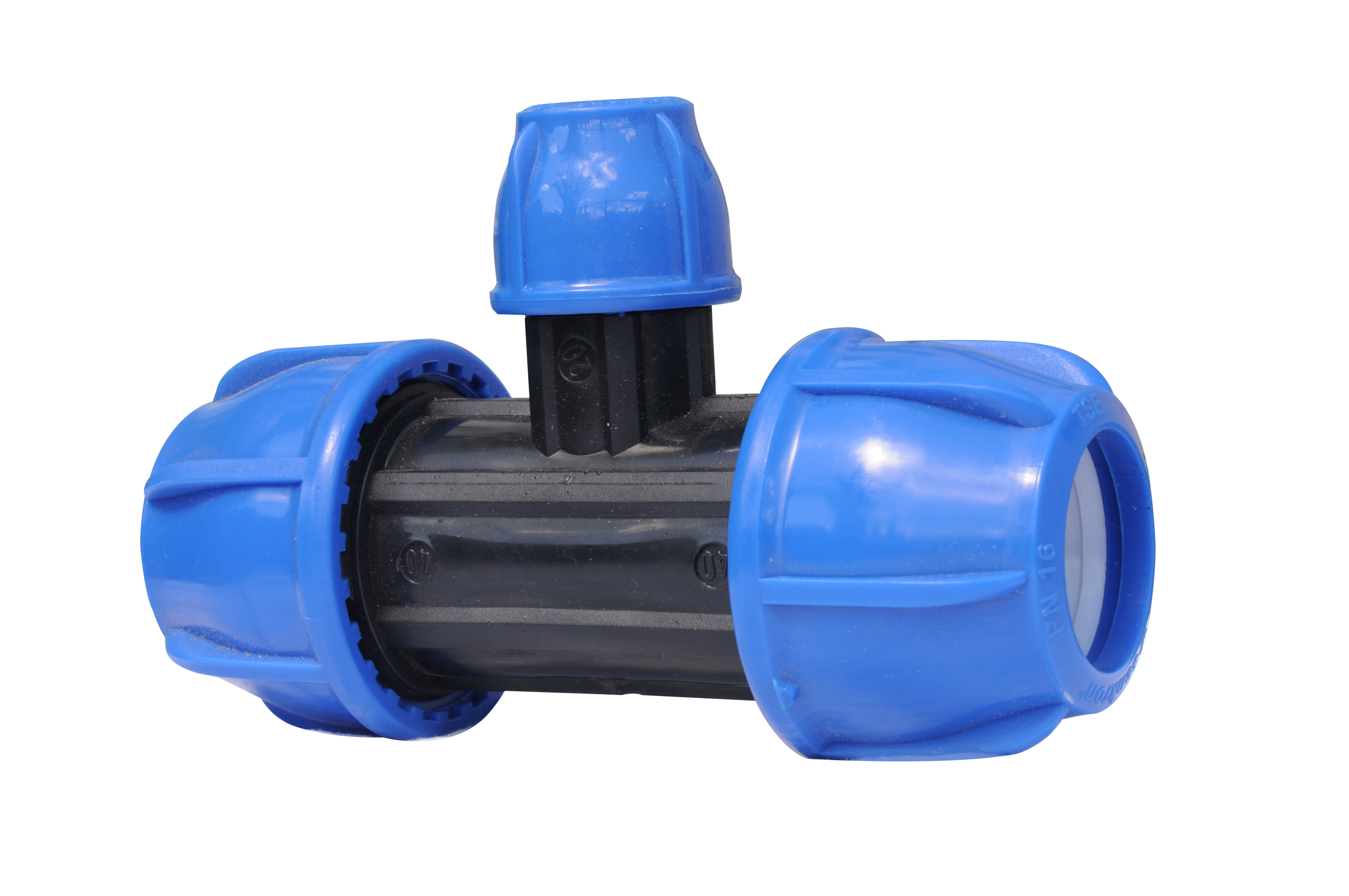 Tee de Compressão PP p/PEAD Redução 63 x 50 mm - PN 16